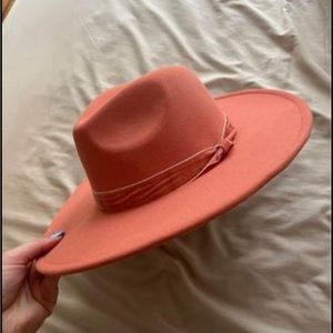 Peach flat brim hat
